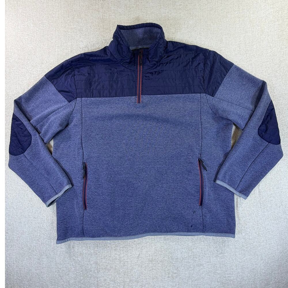 Orvis Men's XL Blue Quarter Zip Long Sleeve Pullover Outdoor Casual Sweater Top